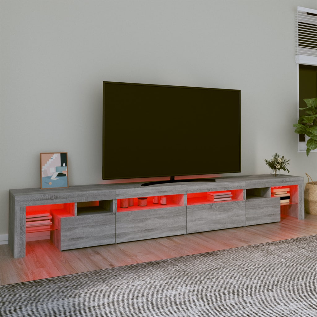 vidaXL Mueble de TV con luces LED gris Sonoma 260x36,5x40 cm