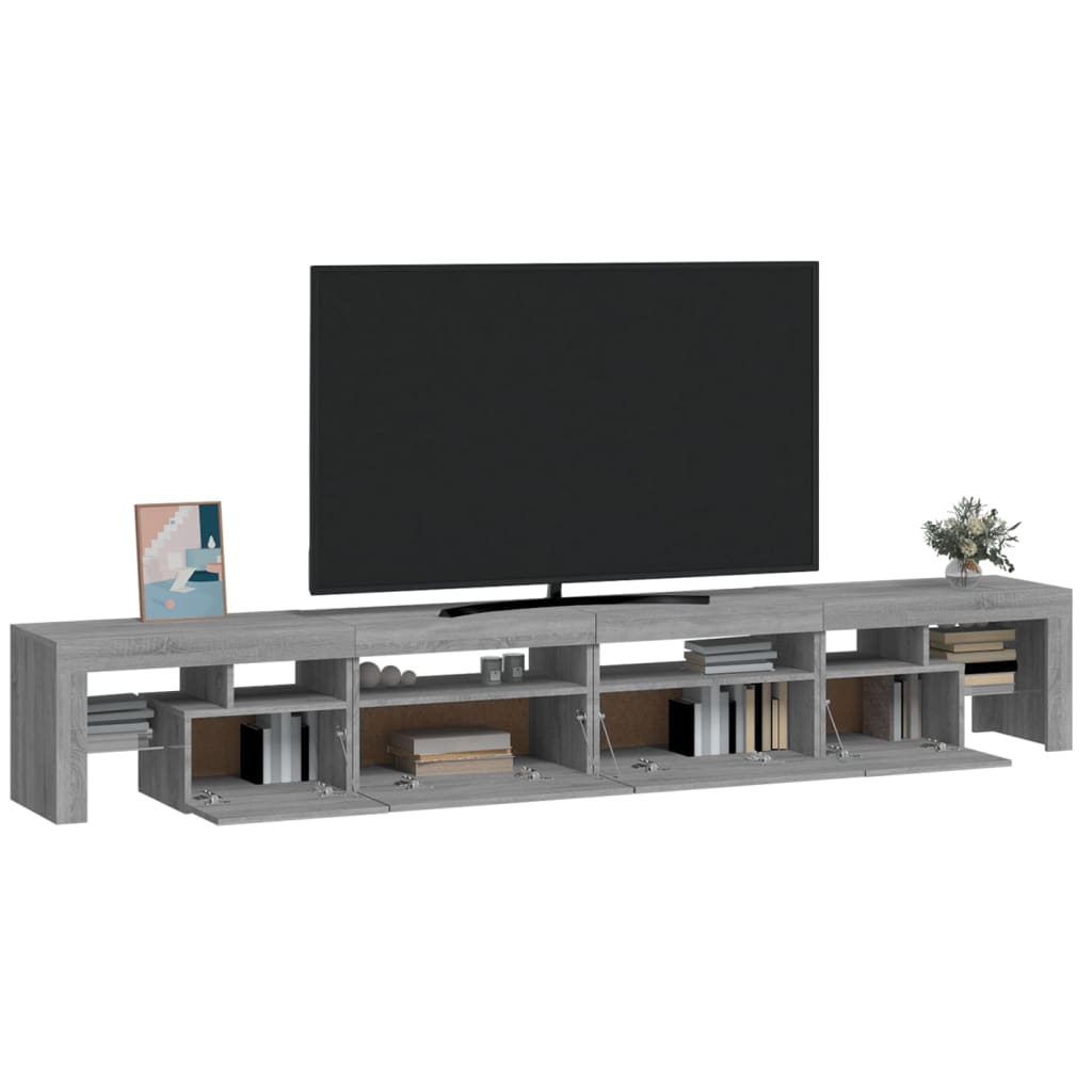 vidaXL Mueble de TV con luces LED gris Sonoma 260x36,5x40 cm