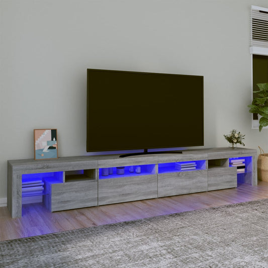 vidaXL Mueble de TV con luces LED gris Sonoma 260x36,5x40 cm