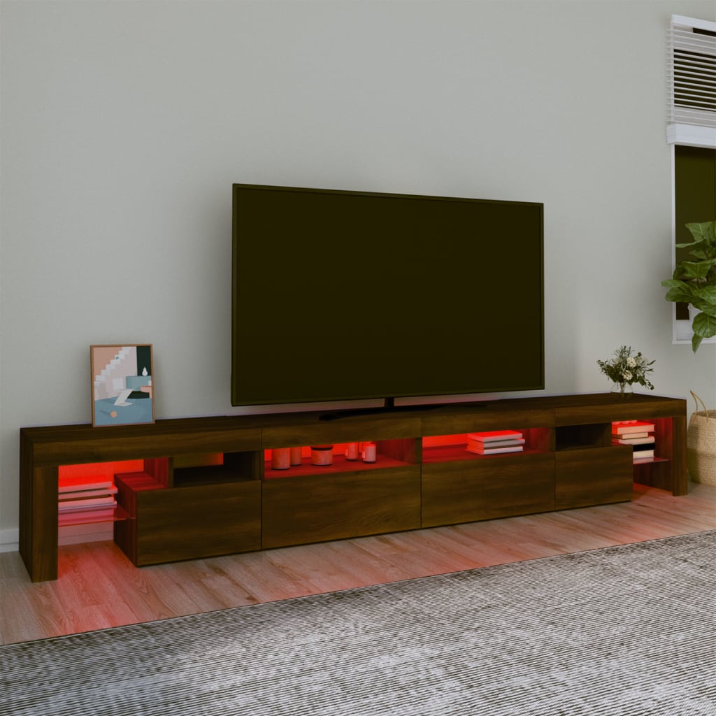 vidaXL Mueble de TV con luces LED marrón roble 260x36,5x40 cm