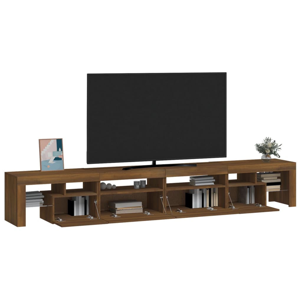 vidaXL Mueble de TV con luces LED marrón roble 260x36,5x40 cm