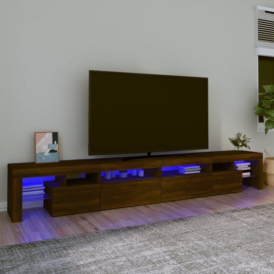 vidaXL Mueble de TV con luces LED marrón roble 260x36,5x40 cm