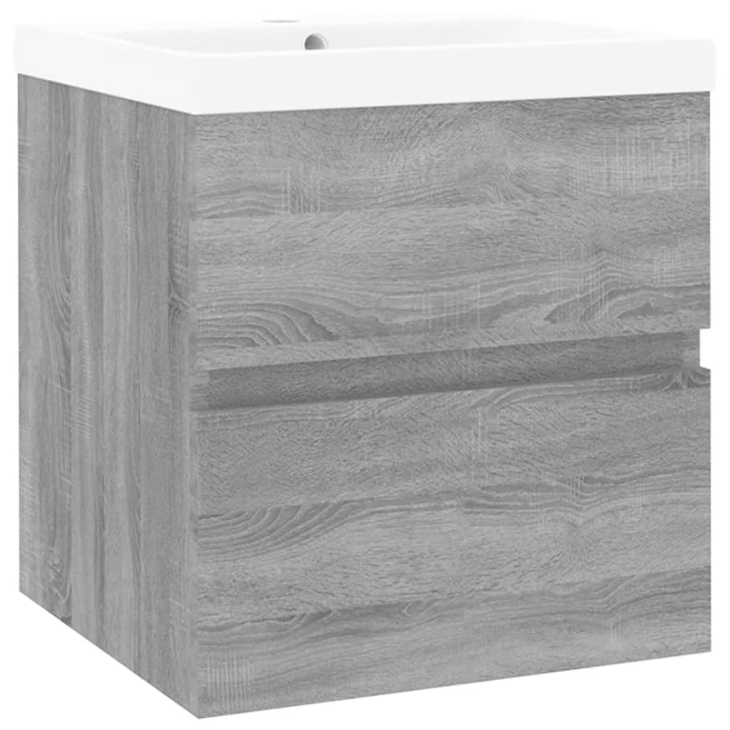 vidaXL Mueble de baño con lavabo madera contrachapada gris Sonoma