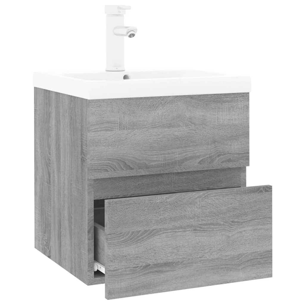 vidaXL Mueble de baño con lavabo madera contrachapada gris Sonoma