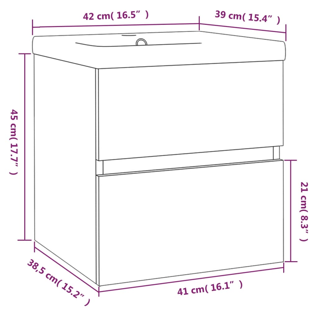 vidaXL Mueble de baño con lavabo madera contrachapada gris Sonoma