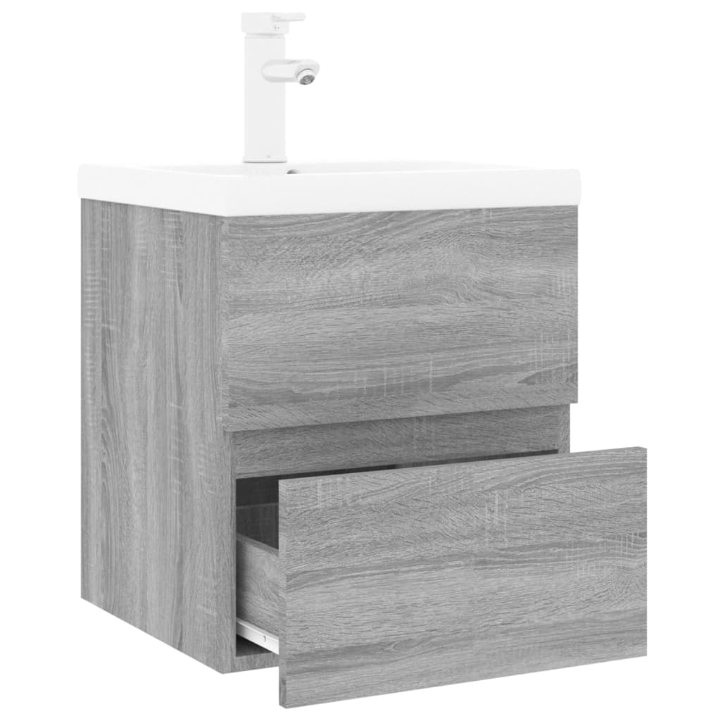 vidaXL Mueble de baño con lavabo madera contrachapada gris Sonoma