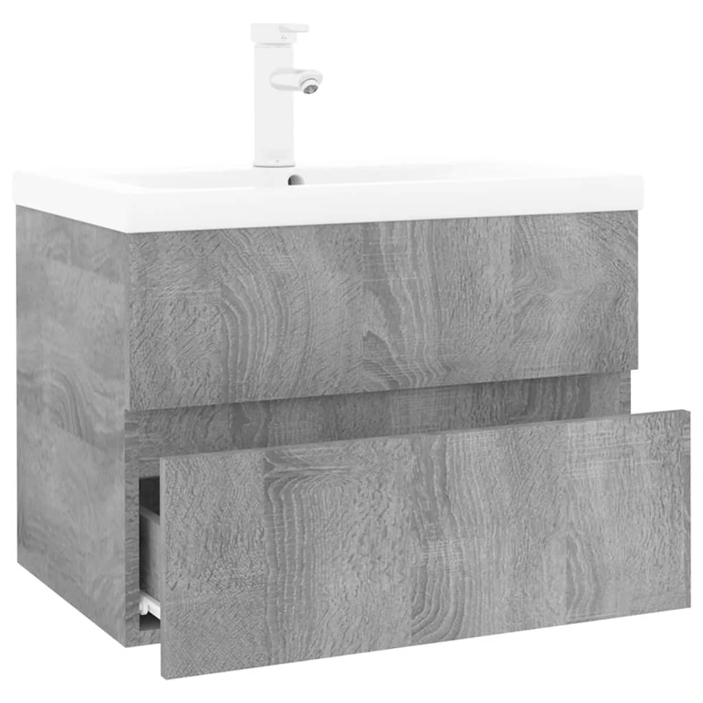 vidaXL Mueble de baño con lavabo madera contrachapada gris Sonoma