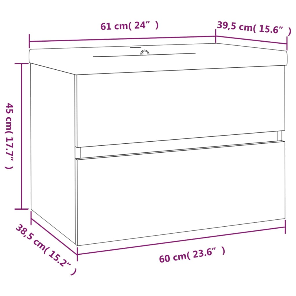 vidaXL Mueble de baño con lavabo madera contrachapada marrón roble