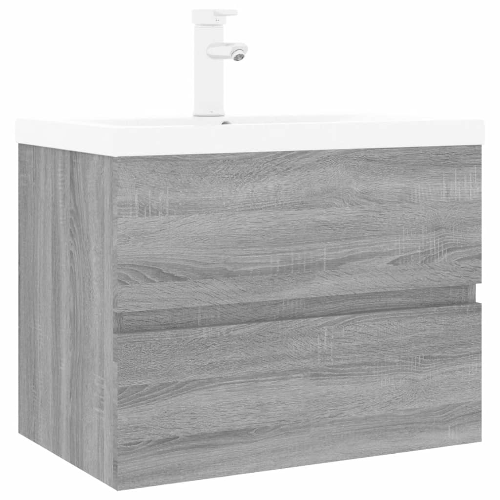 vidaXL Mueble de baño con lavabo madera contrachapada gris Sonoma