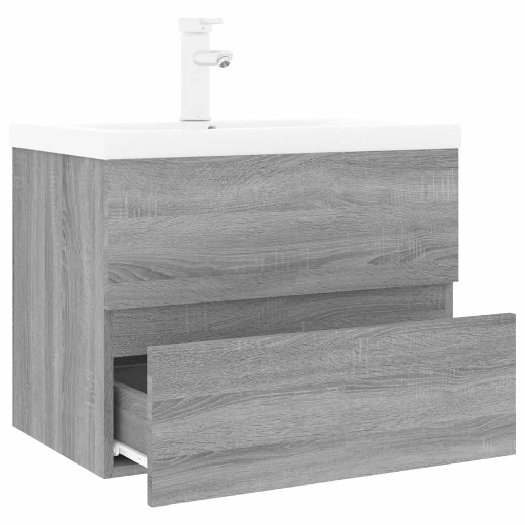 vidaXL Mueble de baño con lavabo madera contrachapada gris Sonoma