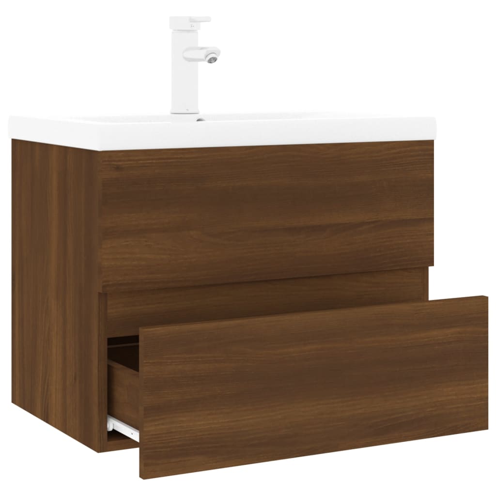 vidaXL Mueble de baño con lavabo madera contrachapada marrón roble