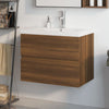 vidaXL Mueble de baño con lavabo madera contrachapada marrón roble