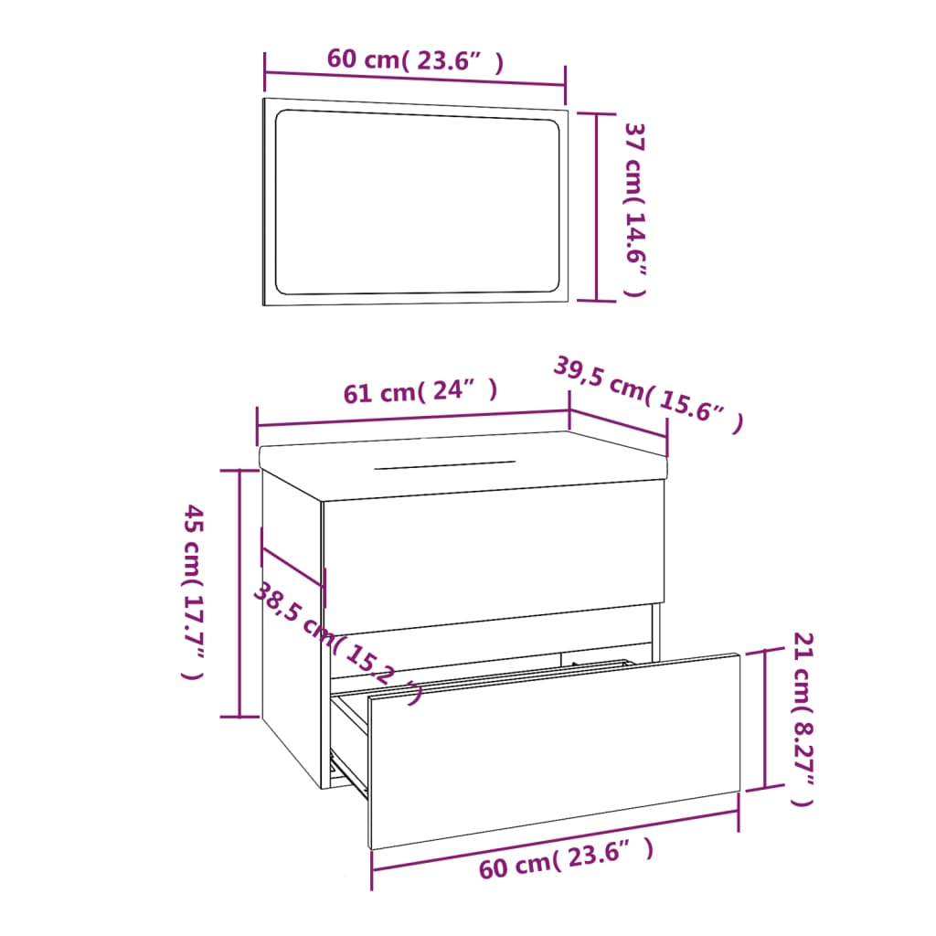 vidaXL Set de muebles de baño madera contrachapada color roble ahumado