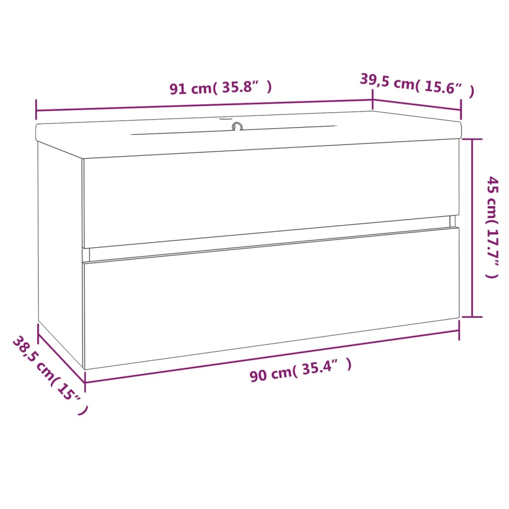 vidaXL Mueble de baño con lavabo madera contrachapada marrón roble