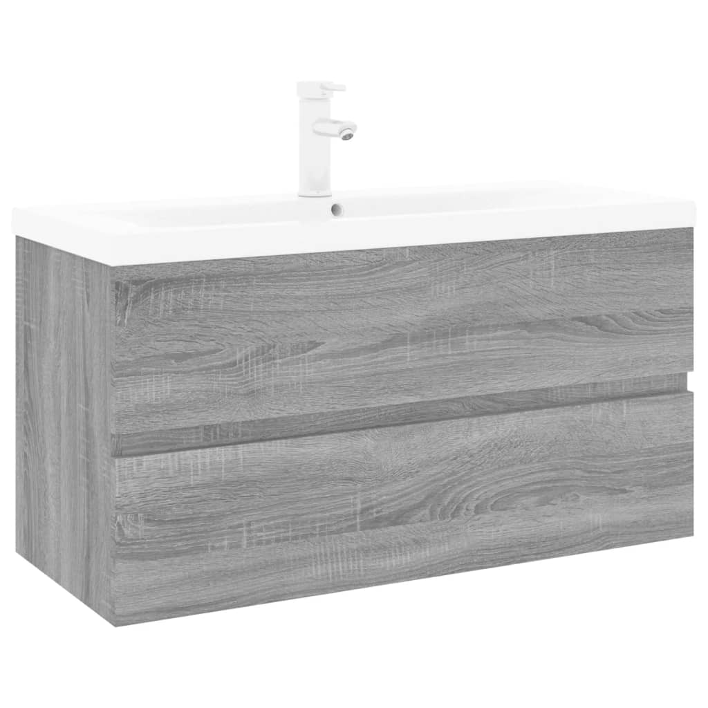 vidaXL Mueble de baño con lavabo madera contrachapada gris Sonoma