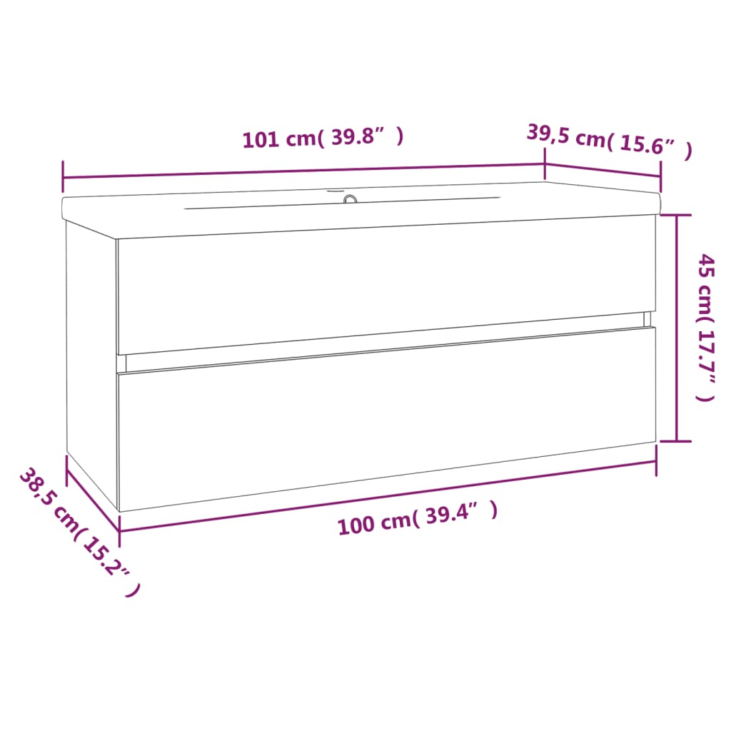 vidaXL Mueble de baño con lavabo madera contrachapada roble ahumado