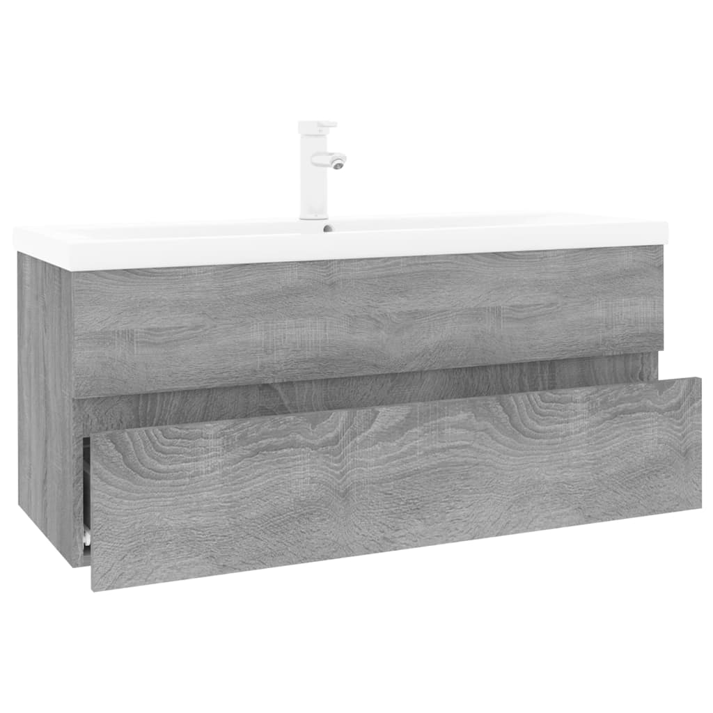 vidaXL Mueble de baño con lavabo madera contrachapada gris Sonoma