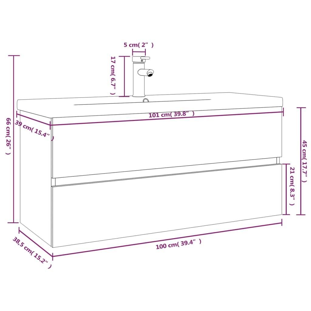 vidaXL Mueble de baño con lavabo madera contrachapada roble ahumado