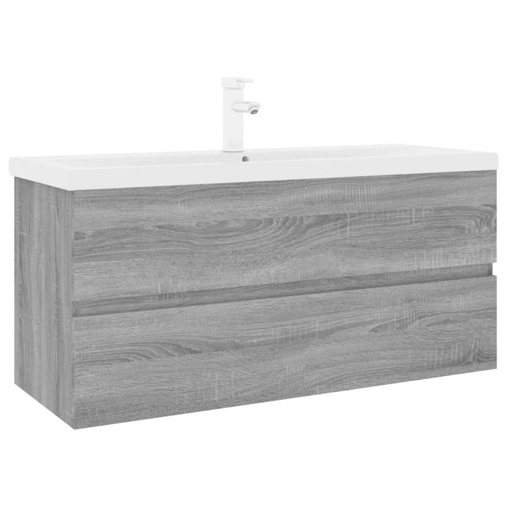 vidaXL Mueble de baño con lavabo madera contrachapada gris Sonoma