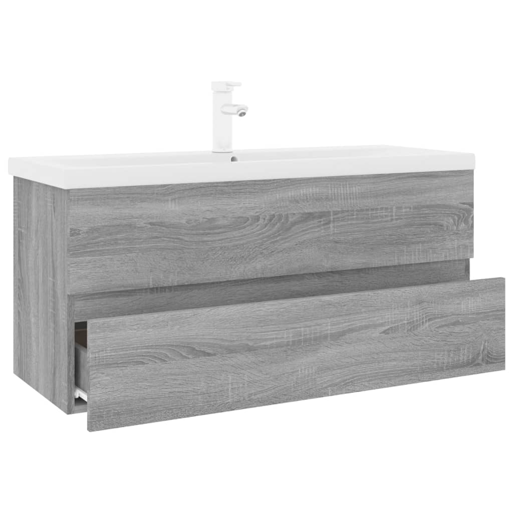 vidaXL Mueble de baño con lavabo madera contrachapada gris Sonoma