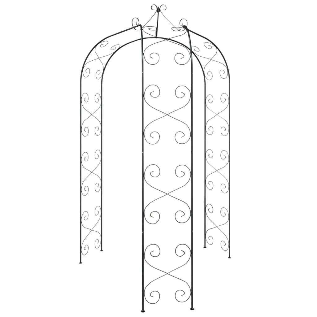 vidaXL Arco de jardín acero negro Ø180x255 cm