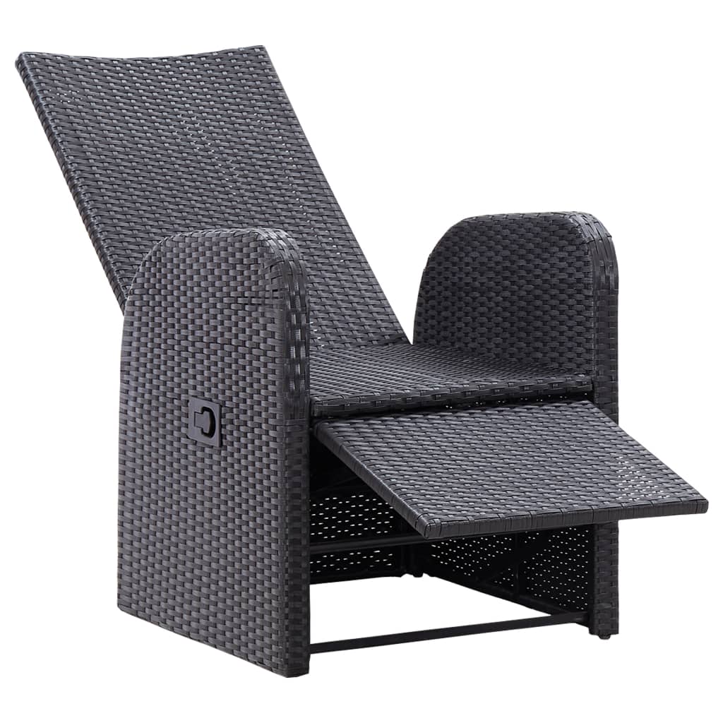 vidaXL Sillones de jardín reclinables con cojines 2 uds ratán PE negro