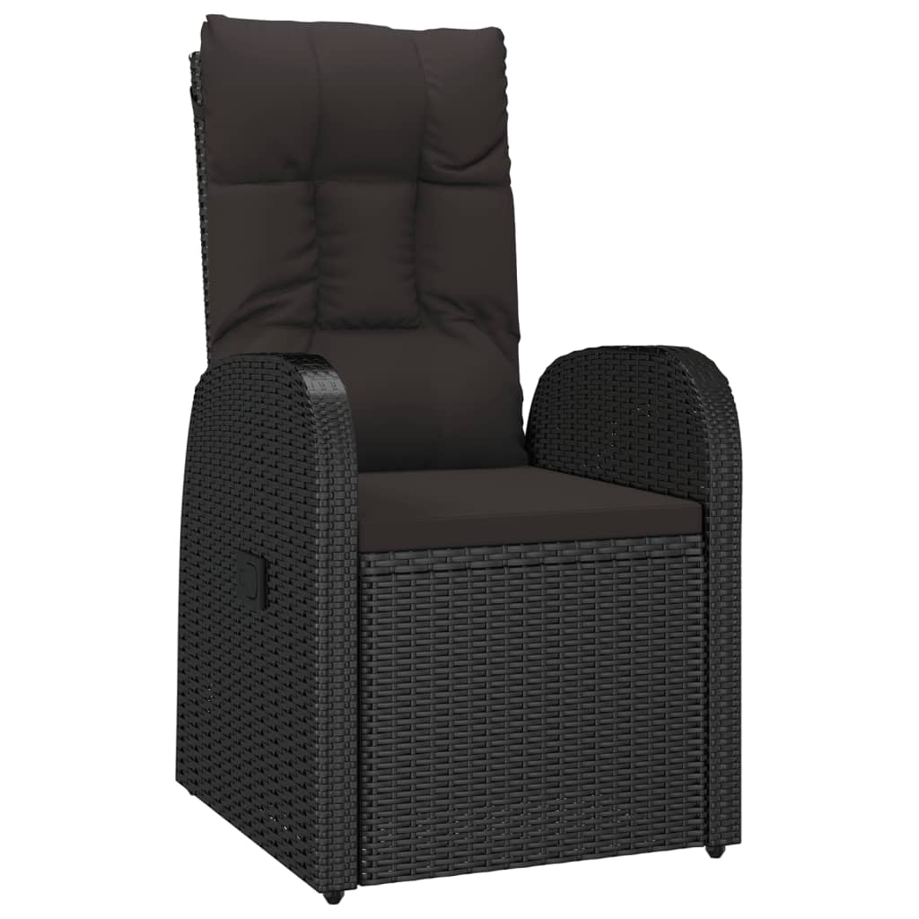 vidaXL Sillones de jardín reclinables con cojines 2 uds ratán PE negro