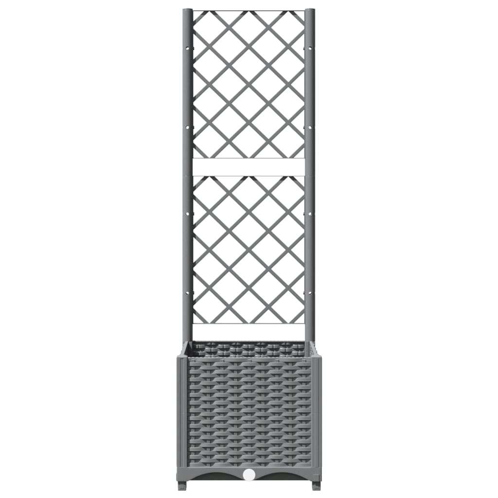 vidaXL Jardinera con enrejado PP gris claro 40x40x136 cm