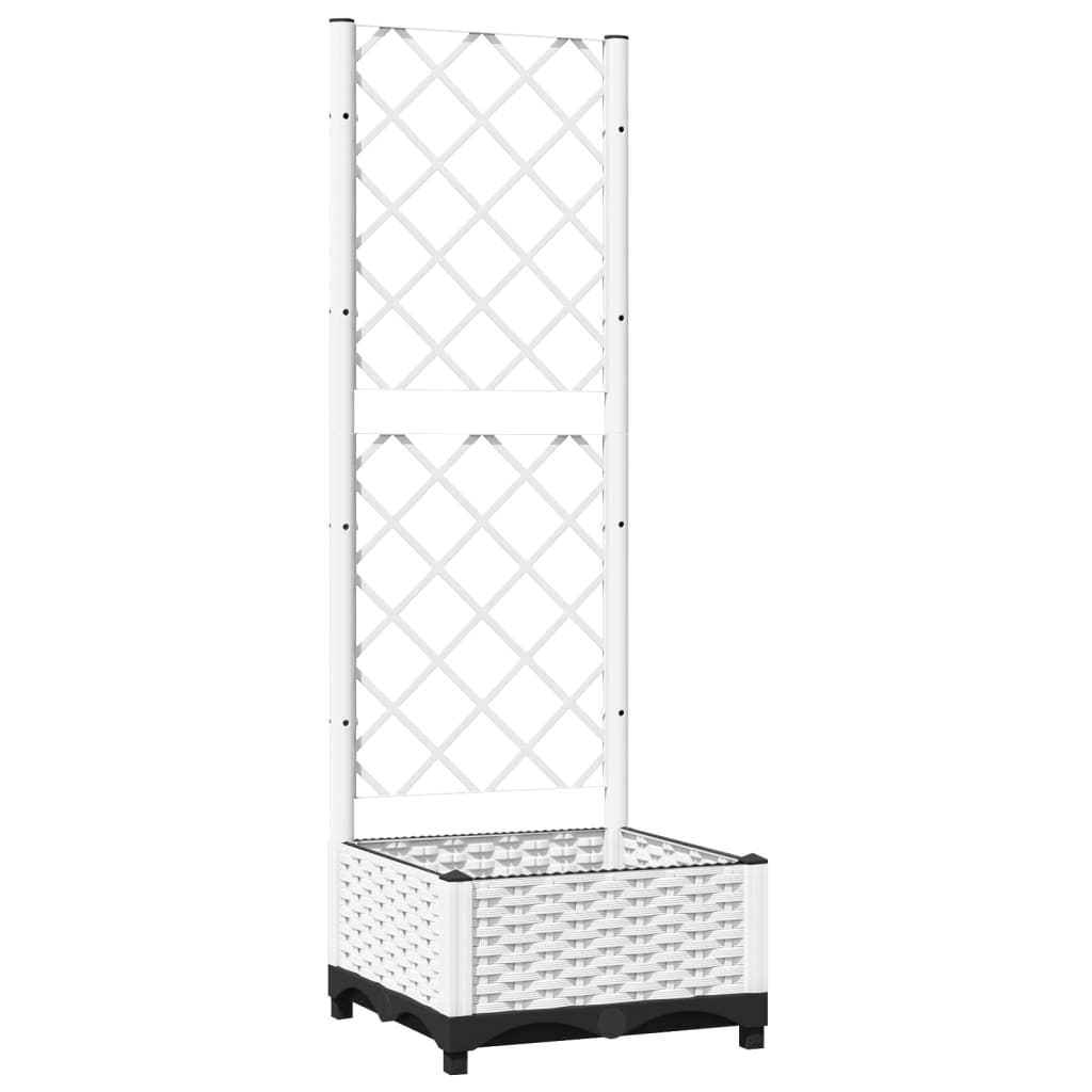 vidaXL Jardinera con enrejado PP blanco 40x40x121,5 cm