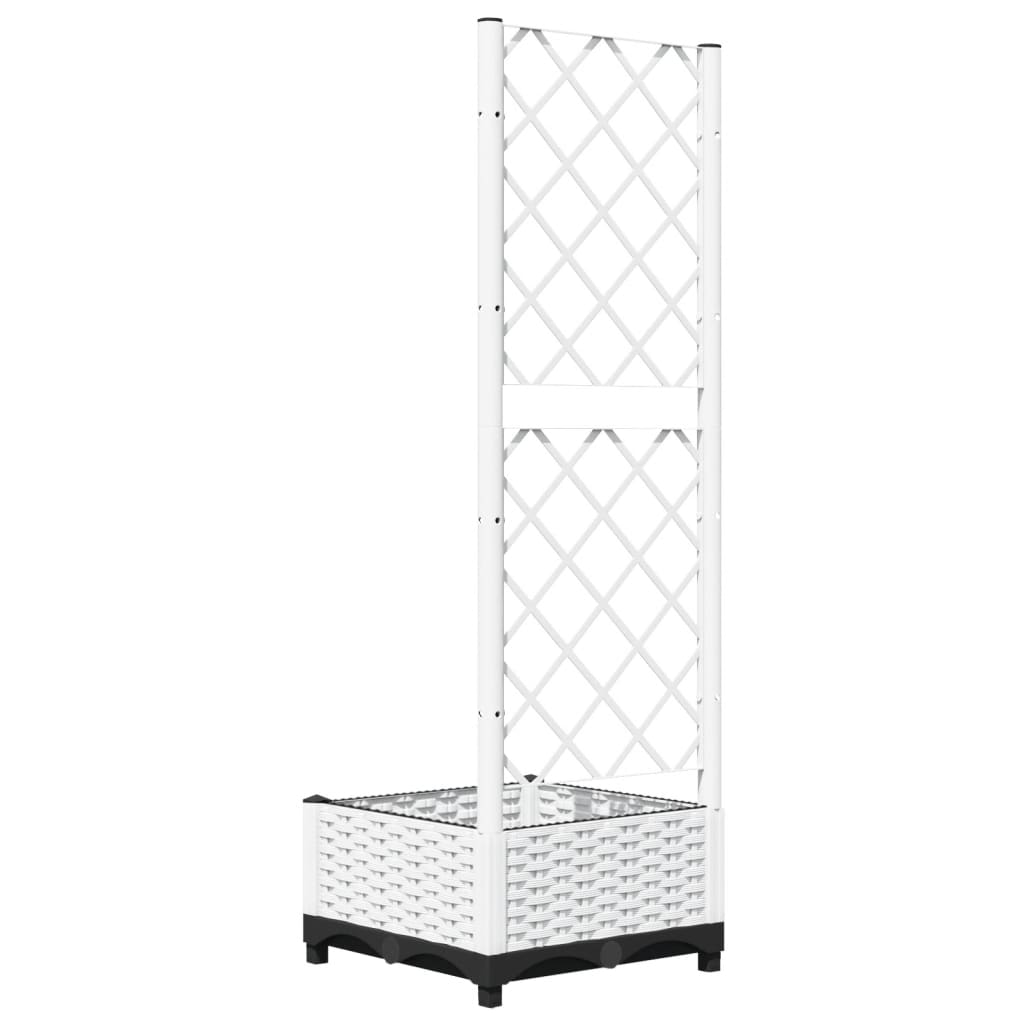 vidaXL Jardinera con enrejado PP blanco 40x40x121,5 cm