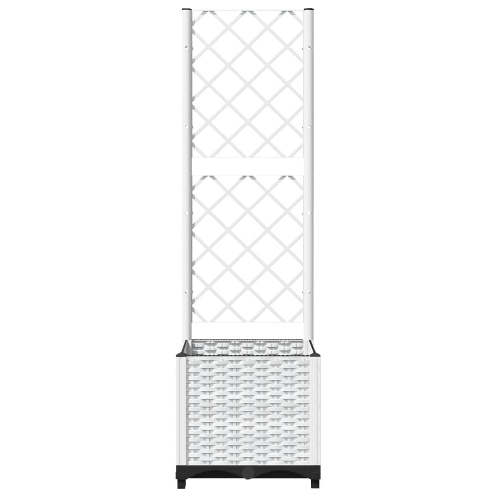 vidaXL Jardinera con enrejado PP blanco 40x40x136 cm