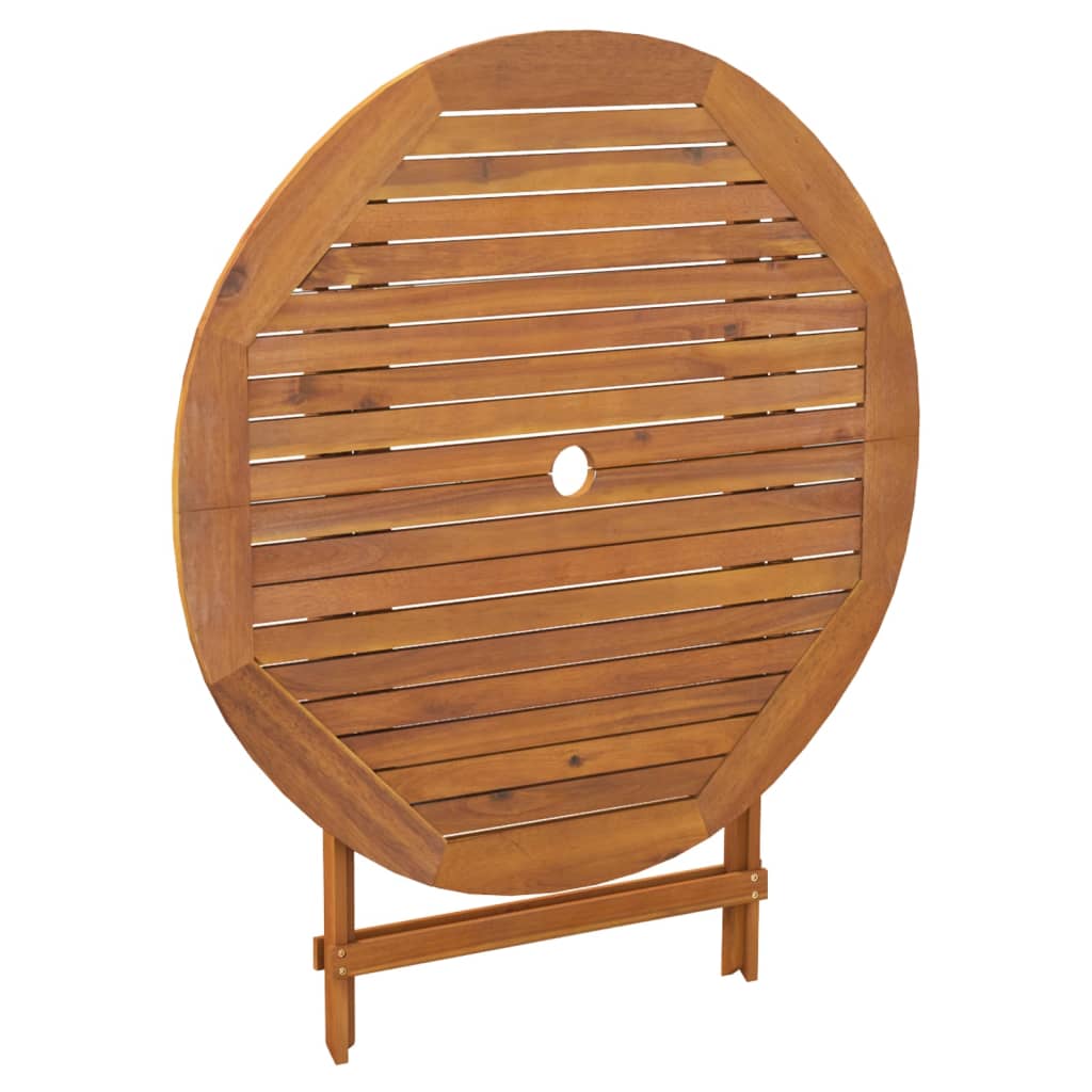 vidaXL Mesa de jardín plegable madera maciza de acacia Ø 90x75 cm