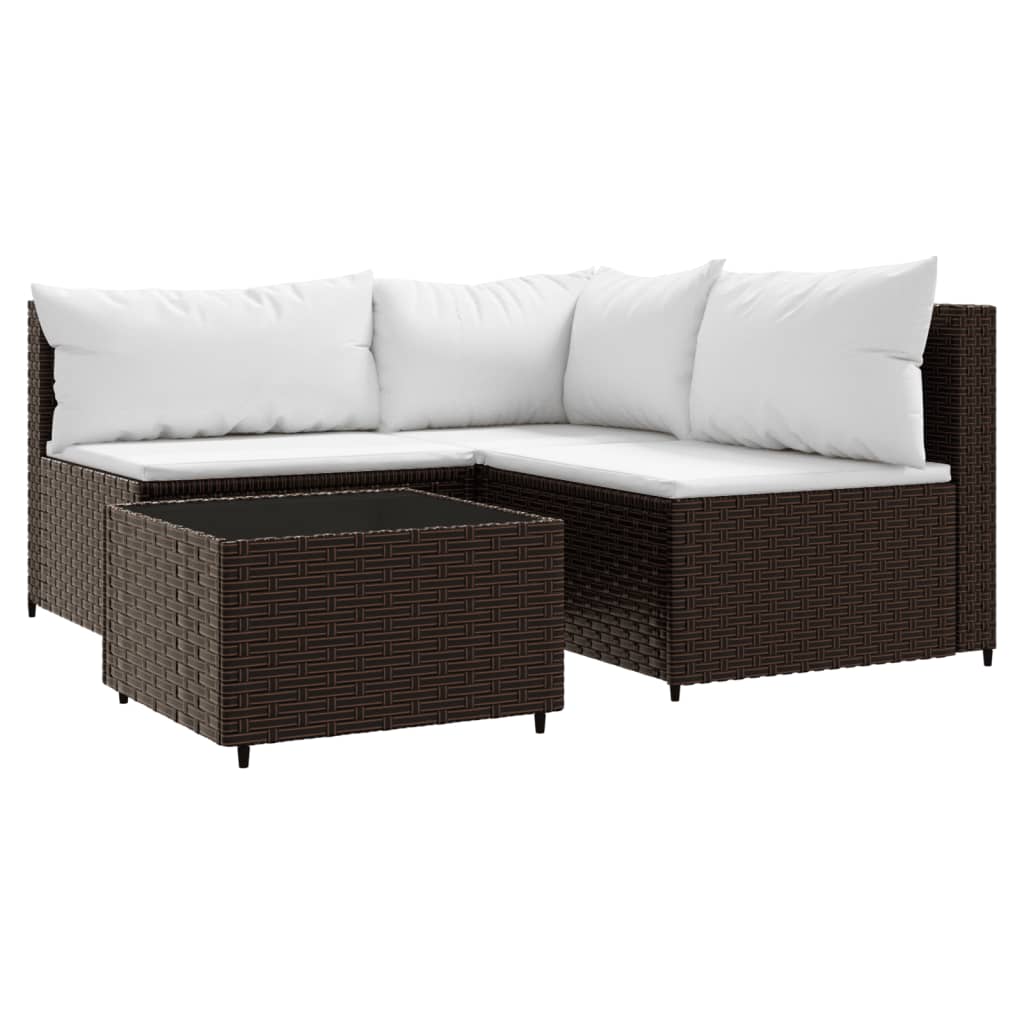 vidaXL Set muebles de jardín 4 piezas y cojines ratán sintético marrón