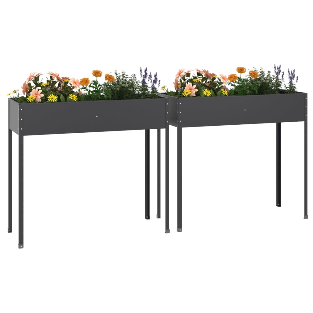 vidaXL Jardineras 2 unidades acero galvanizado gris antracita