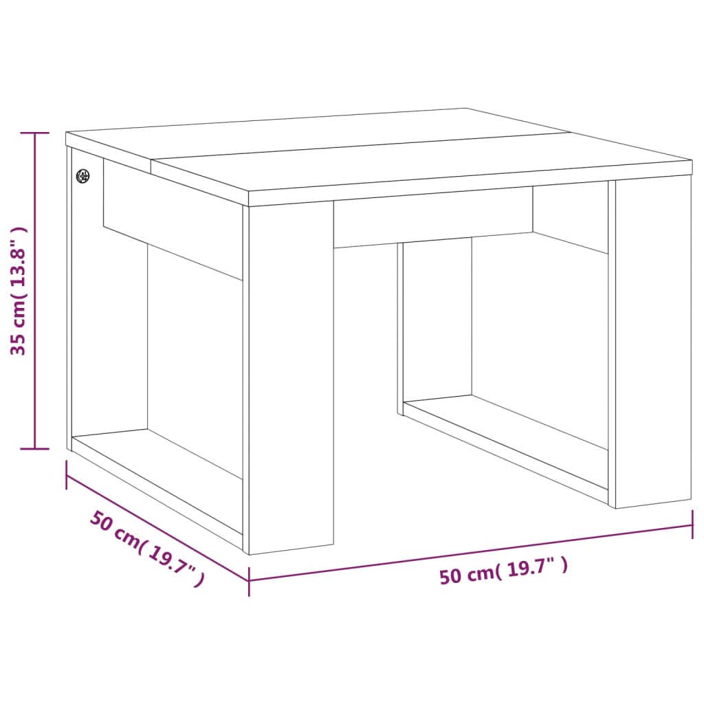 vidaXL Mesa auxiliar madera contrachapada roble ahumado 50x50x35 cm