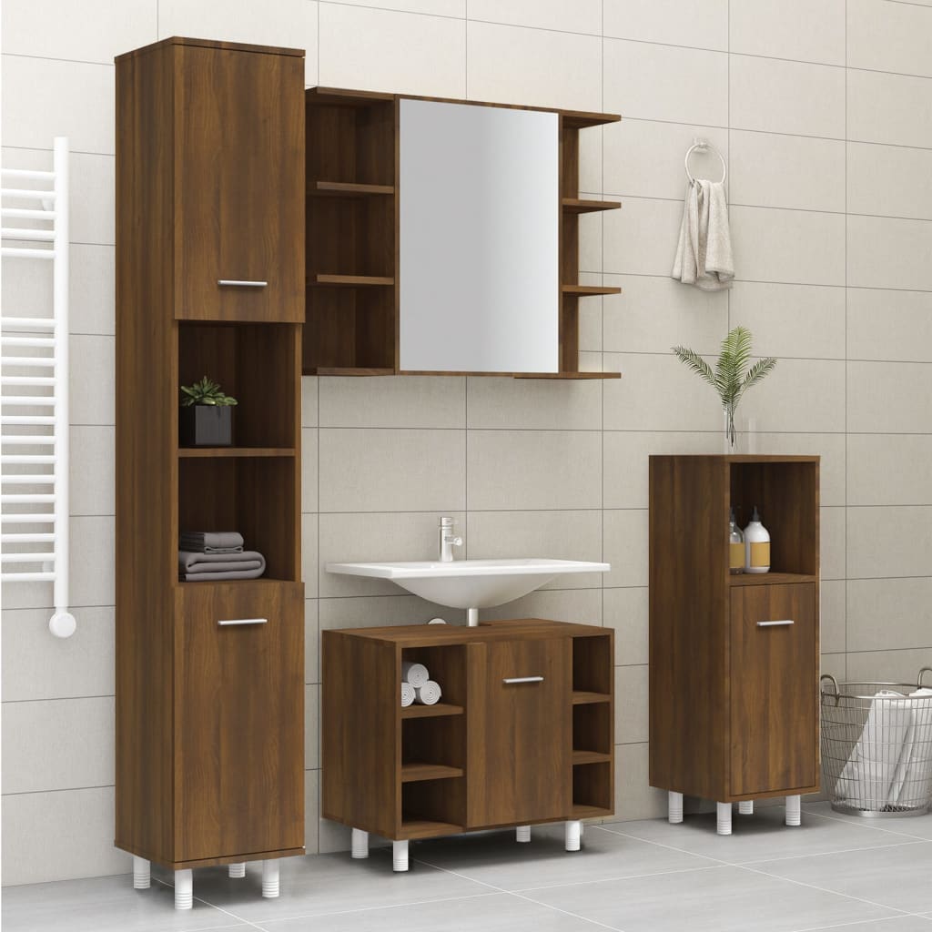 vidaXL Armario de baño madera contrachapada roble marrón 30x30x179 cm