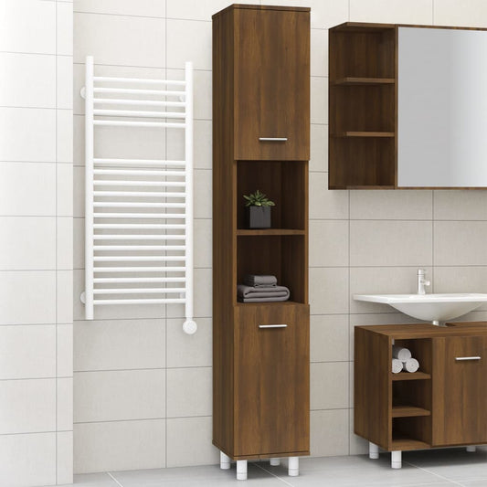 vidaXL Armario de baño madera contrachapada roble marrón 30x30x179 cm