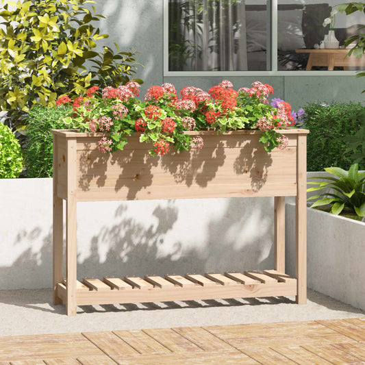 vidaXL Jardinera con estante madera maciza de pino 111,5x34,5x81 cm