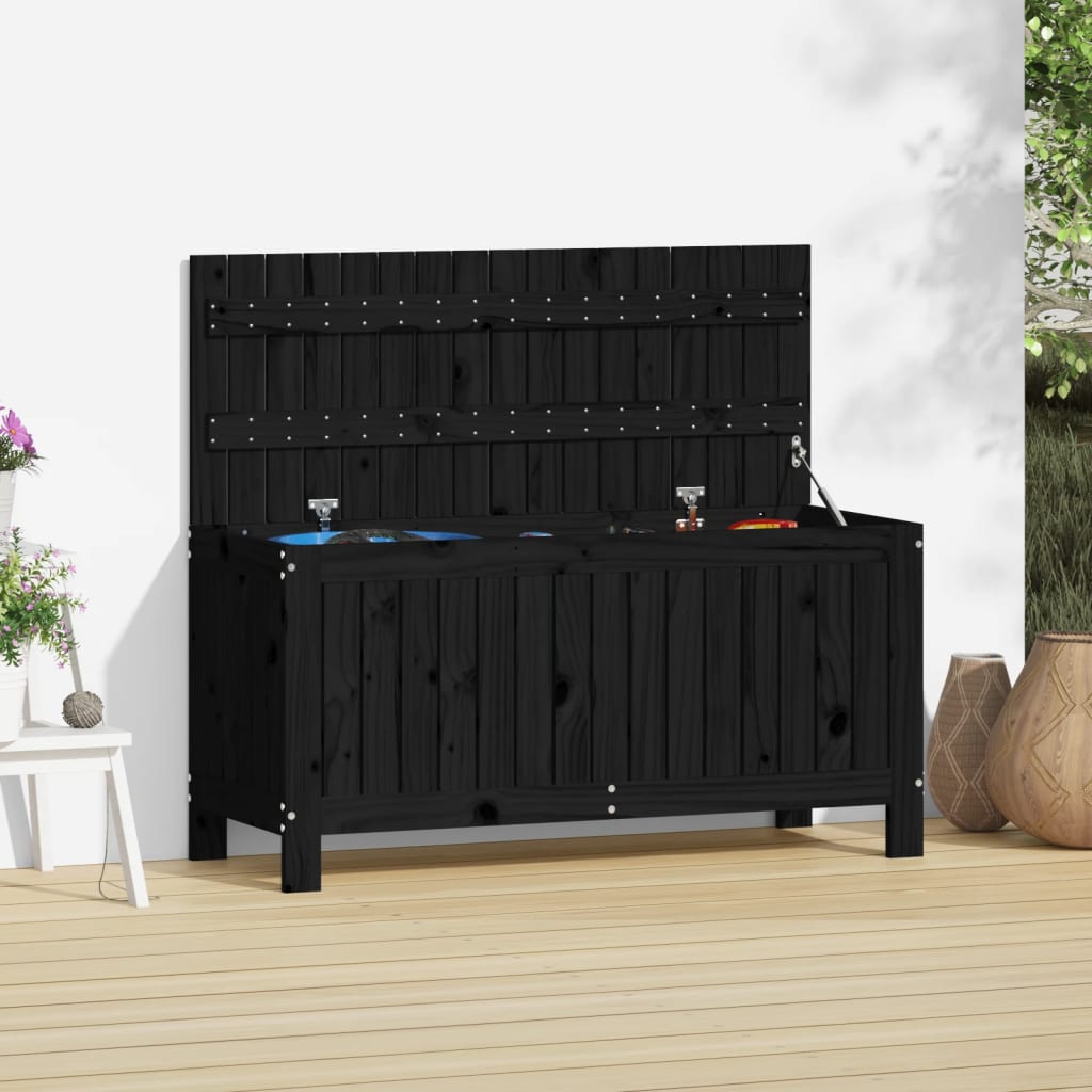 vidaXL Caja de almacenaje jardín madera de pino negro 108x42,5x54 cm