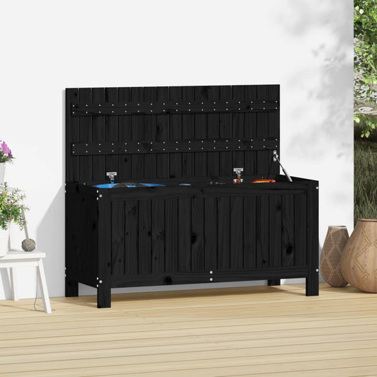 vidaXL Caja de almacenaje jardín madera de pino negro 108x42,5x54 cm