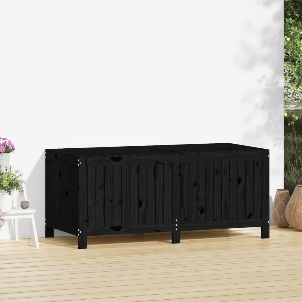 vidaXL Caja de almacenaje jardín madera de pino negro 147x68x64 cm