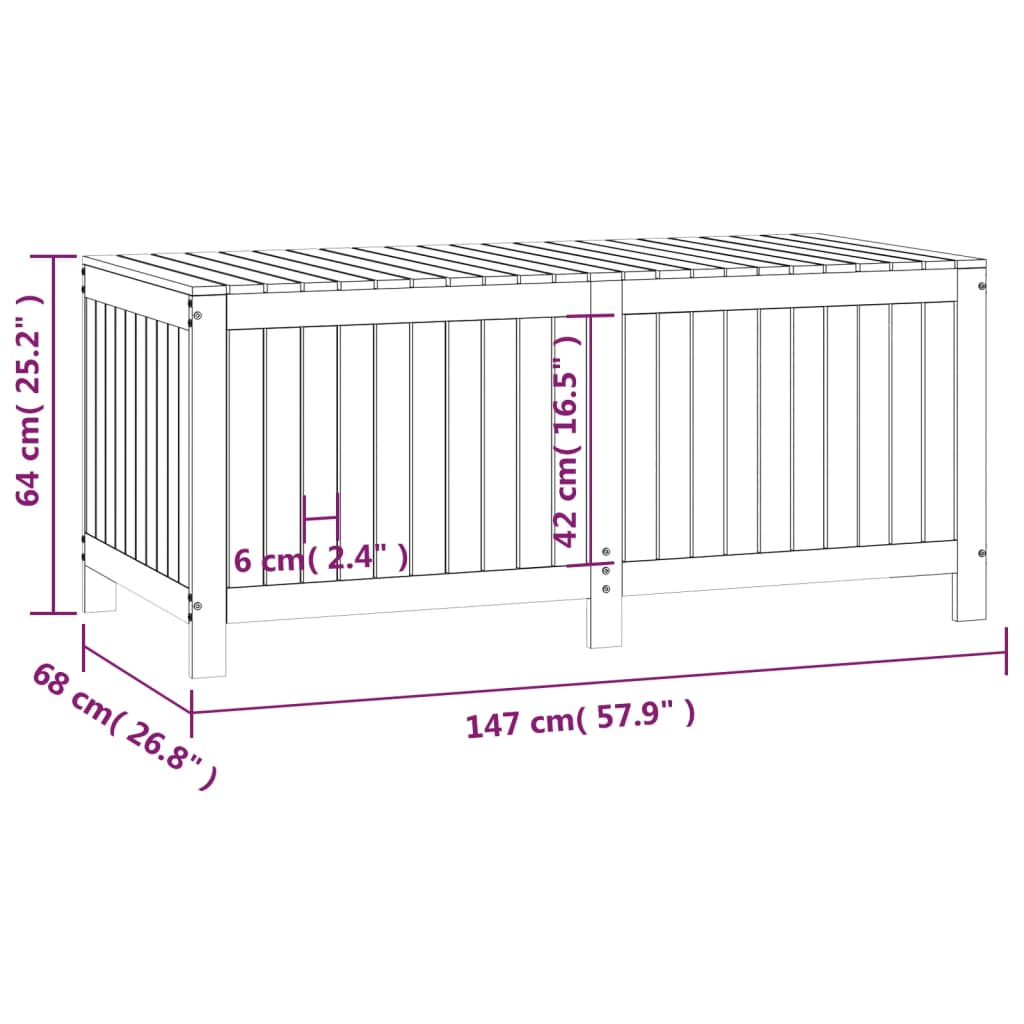 vidaXL Caja de almacenaje jardín madera de pino negro 147x68x64 cm