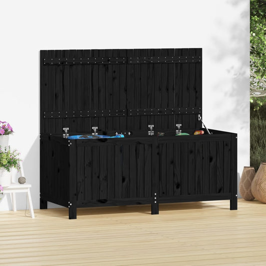 vidaXL Caja de almacenaje jardín madera de pino negro 147x68x64 cm