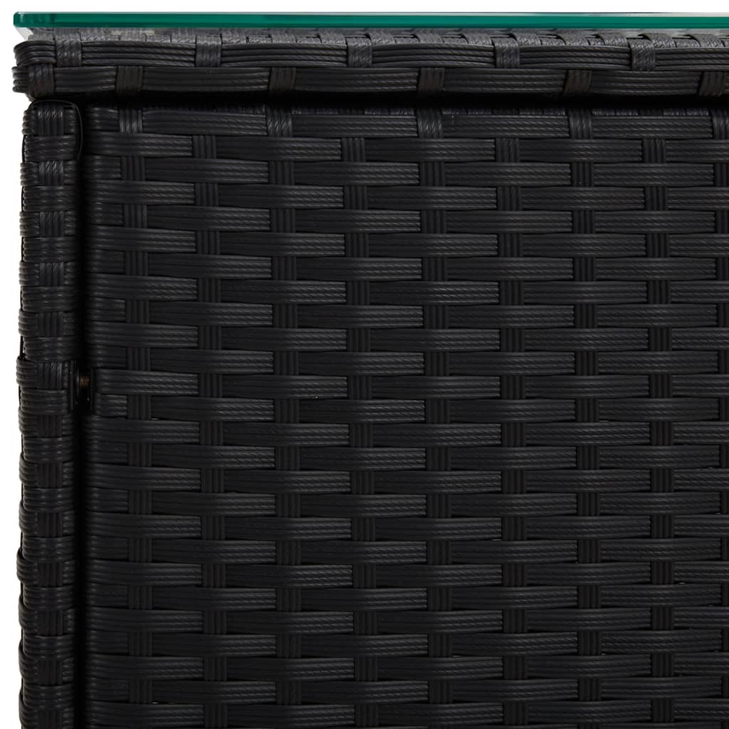 vidaXL Mesa auxiliar ratán PE y vidrio templado negro 40x37x40,5 cm