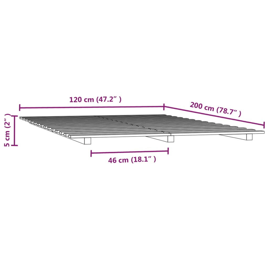 vidaXL Estructura de cama madera maciza pino marrón miel 120x200 cm