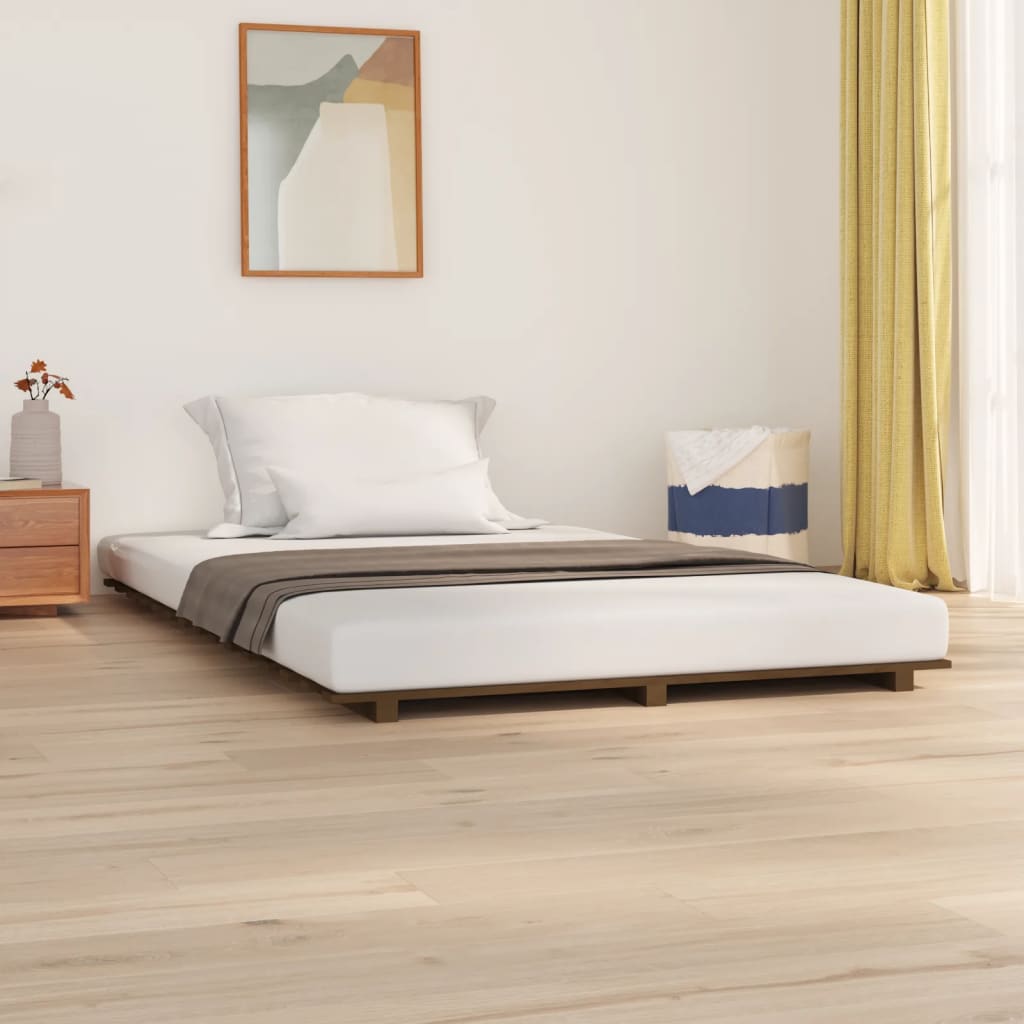 vidaXL Estructura de cama madera maciza pino marrón miel 120x200 cm