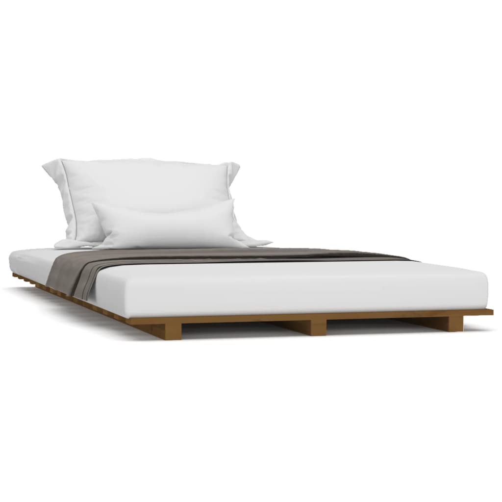 vidaXL Estructura de cama madera maciza de pino marrón miel 75x190 cm