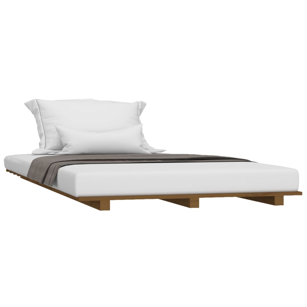 vidaXL Estructura de cama madera maciza de pino marrón miel 75x190 cm