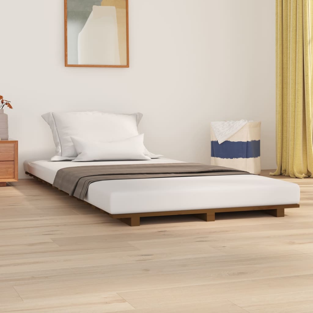 vidaXL Estructura de cama madera maciza de pino marrón miel 75x190 cm