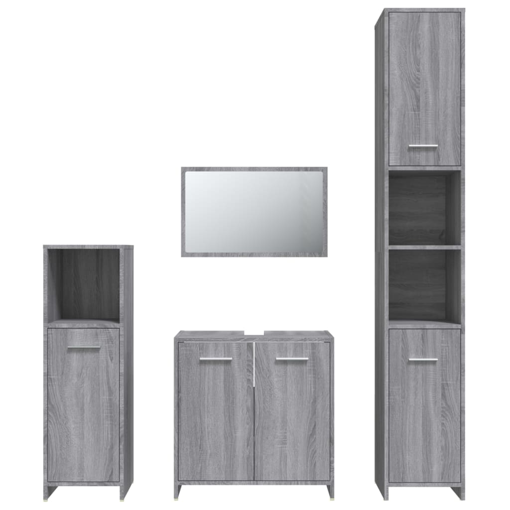 vidaXL Set de muebles de baño 4 pzas madera contrachapada gris sonoma